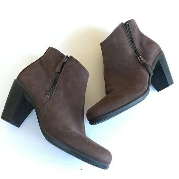 ECCO Leather Zipped Heeled Booties Ankle Boots Size 41 US Size 10-10.5 - Picture 4 of 10